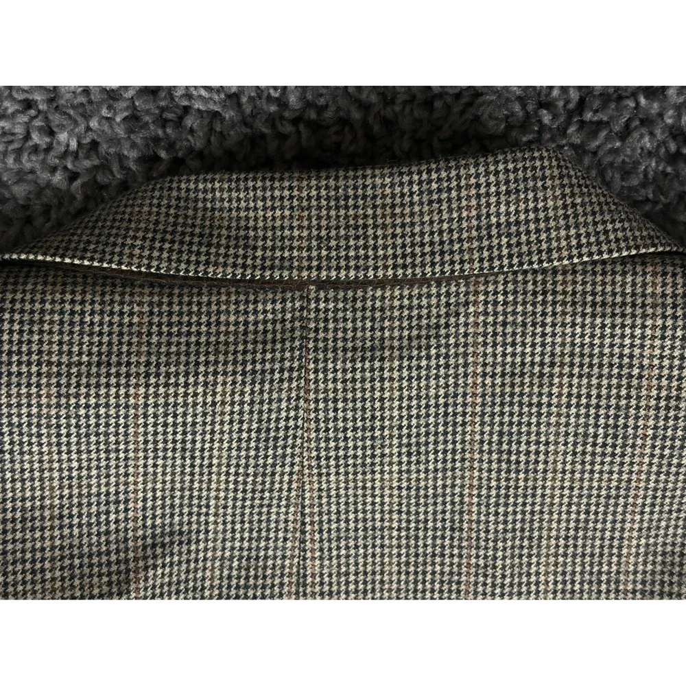 Burberrys Prorsum Vintage Mens 40L Wool Houndstooth Blazer Sport Coat Brown Tan